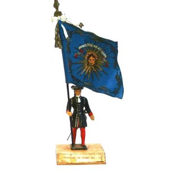 Drapeau Louis XIV (1680, Louis XIV) sur socle bois