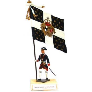 &eacute;tendard du R&eacute;giment De La Dauphine (1747, Louis XV) sur socle bois