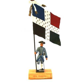 étendard du Royal Roussillon (1680, Louis XIV) sur socle bois