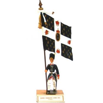 étendard des Gardes Françaises Louis XVI (1780, Louis XVI) sur socle bois