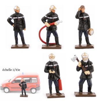 ensemble de 5 pompiers, collection ''minis'' 1/43e (h.40 mm)