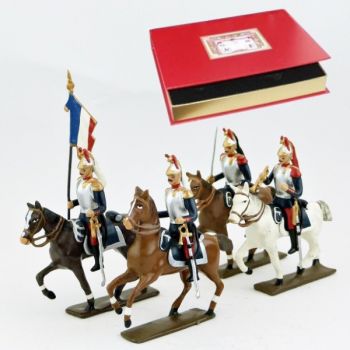 Cuirassiers &agrave; cheval 1914, pantalon garance, Coffret de 4 cavaliers