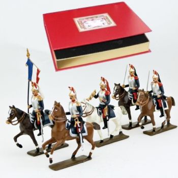 Cuirassiers à cheval 1914, pantalon garance, Coffret de 5 cavaliers