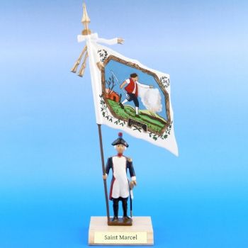 drapeau du District de Saint Marcel sur socle bois