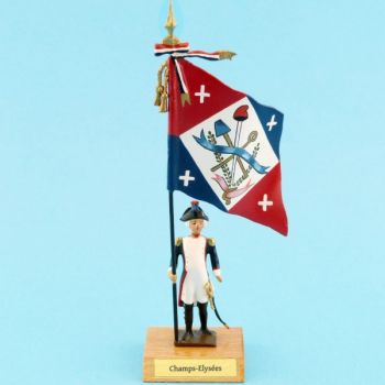 drapeau du District des Champs Elys&eacute;es sur socle bois