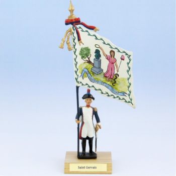 drapeau du District de Saint Gervais sur socle bois