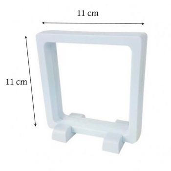 présentoir, effet suspendu, blanc 11x11 cm