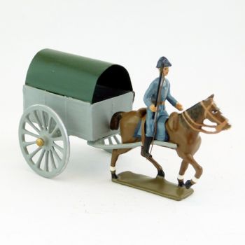 charrette hippomobile bâchée, 1 essieu (cavalier avec fouet)