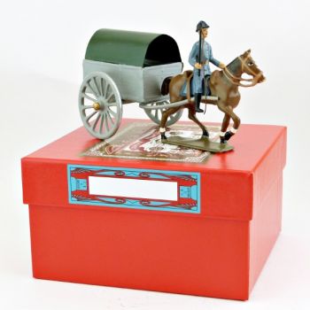 charrette hippomobile bâchée, 1 essieu (cavalier avec fouet)