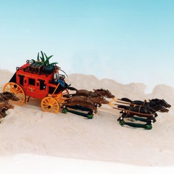 Diligence Wells-Fargo, attelage 4 chevaux