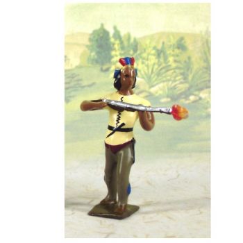 indien debout tirant avec fusil