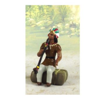 indien assis sur paquetage avec calumet