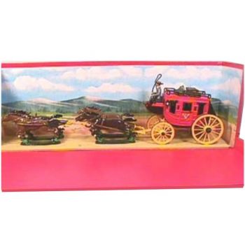 Diligence Wells-Fargo 4 chevaux en coffret diorama