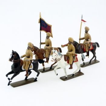Hindous kakis &agrave; cheval, ensemble de 4 cavaliers