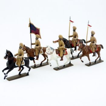 Hindous kakis &agrave; cheval, ensemble de 5 cavaliers