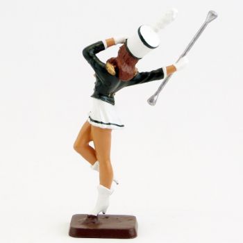 majorette (h. 10,5 cm), veste Verte, jupe blanche