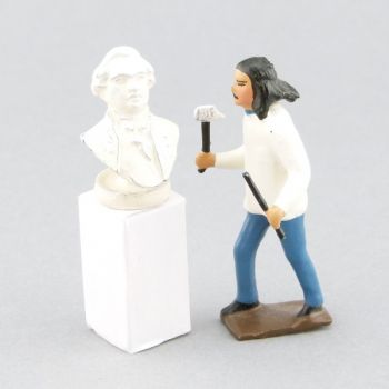 Sculpteur sculptant un buste (2 p.)
