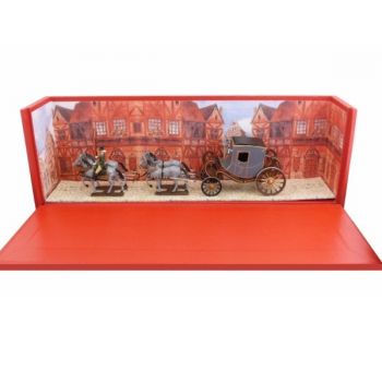 Chaise de Poste de Napol&eacute;on 1er, 4 chevaux, en coffret diorama