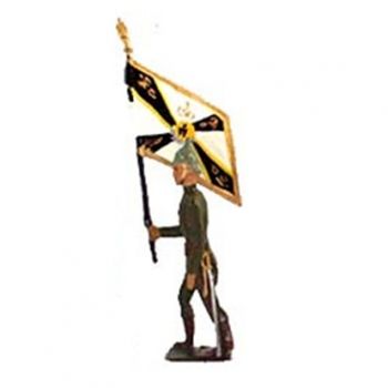 drapeau de l'infanterie prussienne, tunique reseda (kaki), casque &agrave; pointe (p