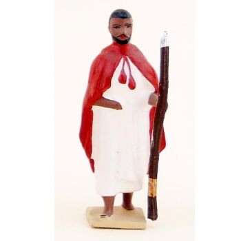 goumier en blanc cape rouge t&ecirc;te nue avec fusil