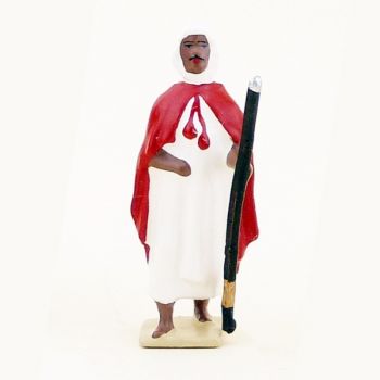 goumier en blanc cape rouge cagoule blanche avec fusil