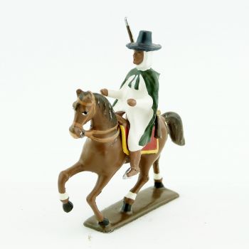 Goumier &agrave; cheval cape verte et chapeau de paille