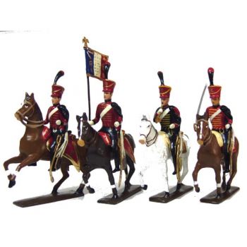 ensemble de 4 cavaliers - Hussards 6&egrave;me rgt (1808)