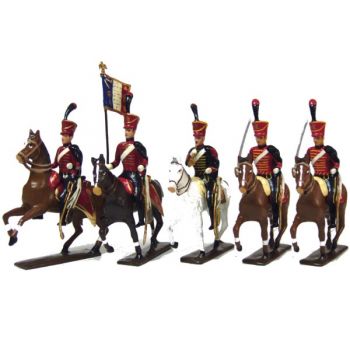 ensemble de 5 cavaliers - Hussards 6ème rgt (1808)