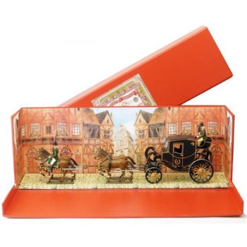 Cornaline de Napol&eacute;on 1er tir&eacute;e par 4 chevaux (gris) en coffret diorama