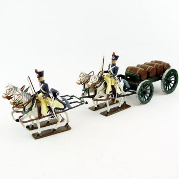 Transport de tonneaux, attelage 4 chevaux (blancs)