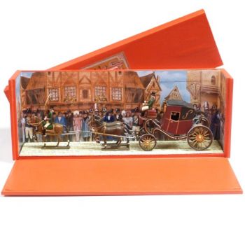 Coup&eacute; Premier Empire tir&eacute; par 3 chevaux en coffret diorama