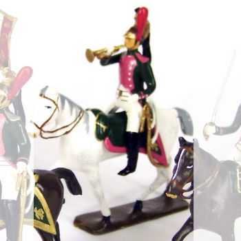 trompette (d'ordonnance) du 17e rgt de dragons (dragons roses) &agrave; cheval