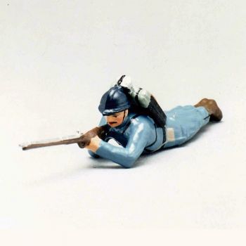 fantassin de l'infanterie de ligne en capote b.h. &agrave; l'assaut couch&eacute; au feu