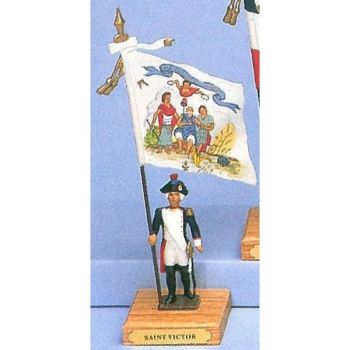 drapeau du District de Saint Victor sur socle bois