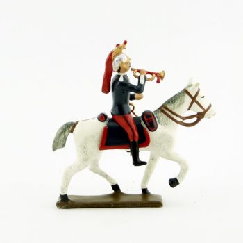 trompette des dragons en tunique, tenue rouge et bleu (1914)